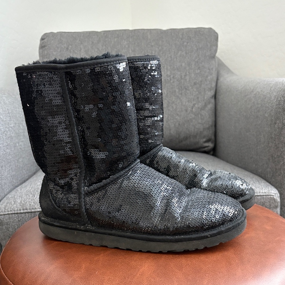 UGG Black Sequin Ankle Boots